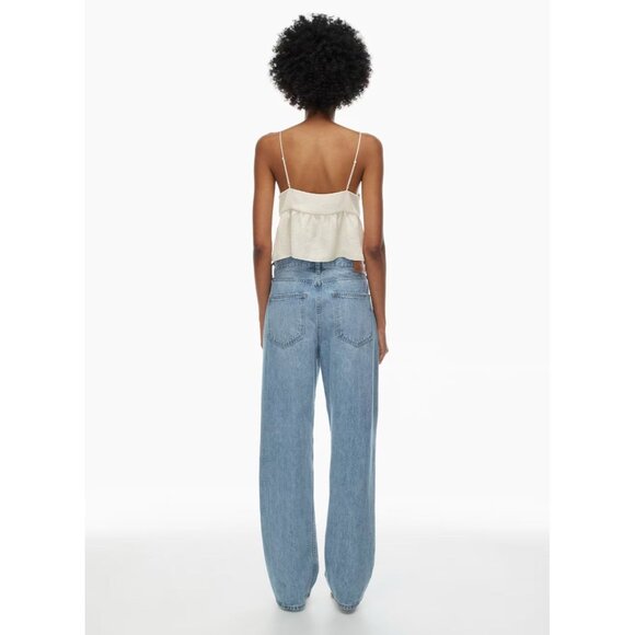 Aritzia LITTLE MOON Sedum Brown Satin Cropped Peplum Camisole Tank Top, Size S - Picture 13 of 15